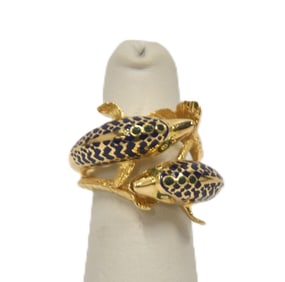18kt GOLD FRENCH ENAMEL DOLPHIN RING