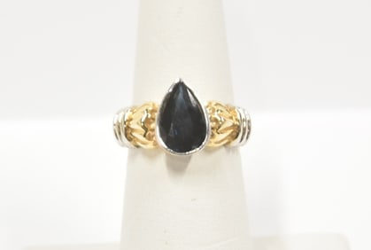 2-TONE 14kt GOLD & SAPPHIRE RING