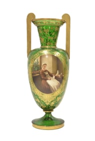 BOHEMIAN MOSER OVERLAY MEDALLION VASE