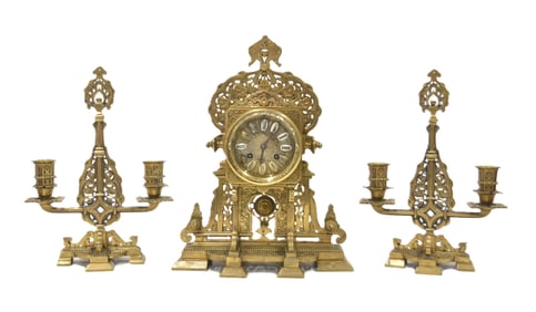 (3)pc GOTHIC BRONZE CLOCK SET
