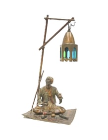 AUSTRIAN COLD PAINTED BRONZE RUG LAMP