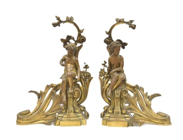 (Pr) FRENCH BRONZE ANDIRONS