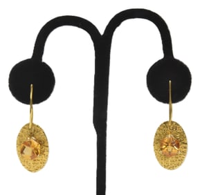 (Pr) 18kt GOLD & LARGE TOPAZ EARRINGS