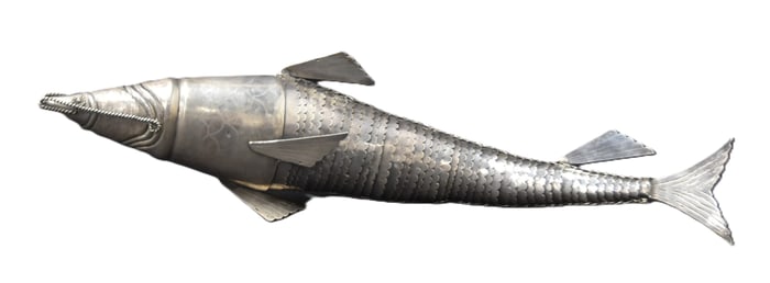 LARGE JUDAICA ARTICULATED SILVER FISH