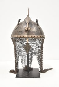 PERSIAN QAJAR DAMASCENE INLAID HELMET