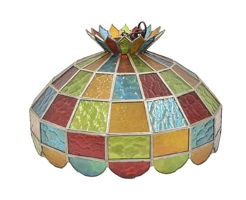 MULTI COLOR LEADED GLASS HANGING SHADE