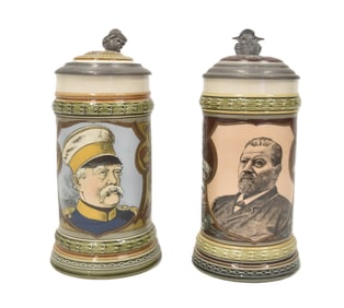 (2) METTLACH GERMAN BEER STEINS