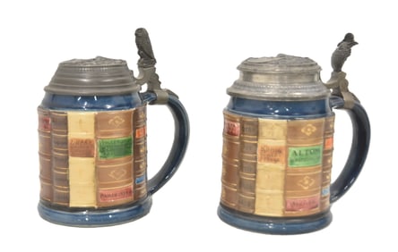 (2) METTLACH BIBLIOTHECA BOOK STEINS
