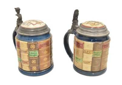 (2) METTLACH 2001 1/2 LITER BOOK STEINS
