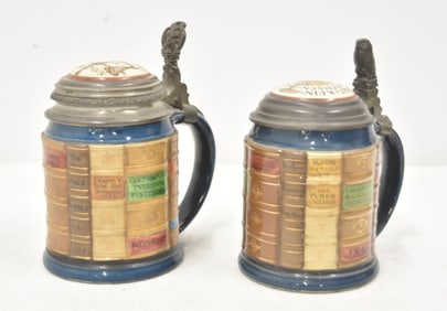(2) METTLACH BOOK STEINS