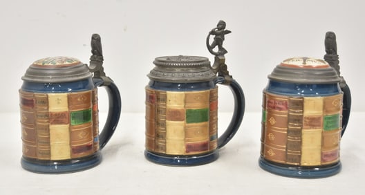 (3) METTLACH BOOK OCCUPATIONAL STEINS