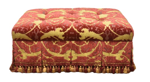 CUT VELVET UPHOLSTERED OTTOMAN