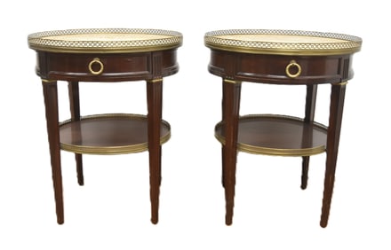 PAIR FRENCH MARBLE TOP BOUILLOTTE TABLES