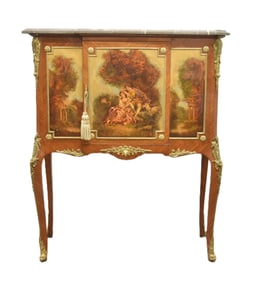 HAND PAINTED FRENCH BRONZE MOUNTED CABINET