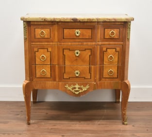 FRENCH 3-DRAWER MARBLE TOP COMMODE