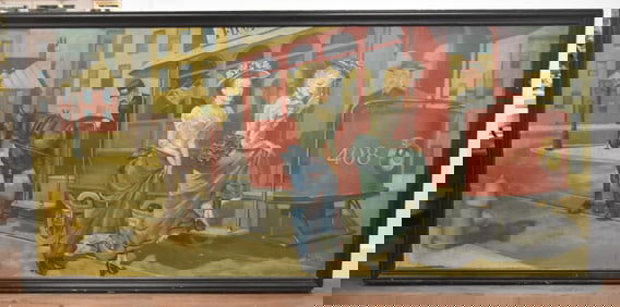 JOSEPH HUDSON , LARGE OIL ON CANVAS ILLUSTRATION