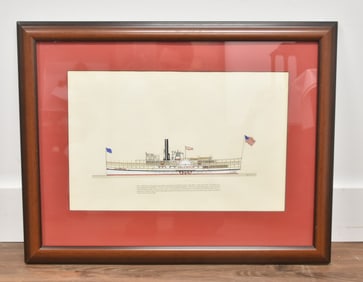 FRANK CREVIER , MARITIME WATERCOLOR "IDLEWILD"