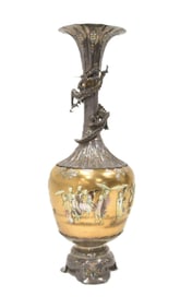 JAPANESE SILVER SHIBAYAMA INLAID VASE