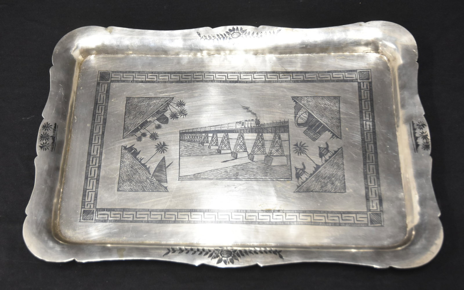 NIELLO ENAMEL STERLING SILVER TRAY (1 of 9)