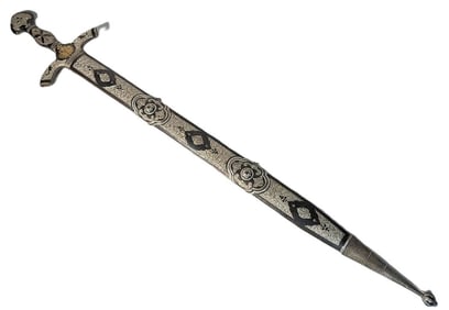 MIDDLE EASTERN SILVER MOUNTED SWORD