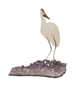 ROCK CRYSTAL & AGATE GEMSTONE BIRD SCULPTURE
