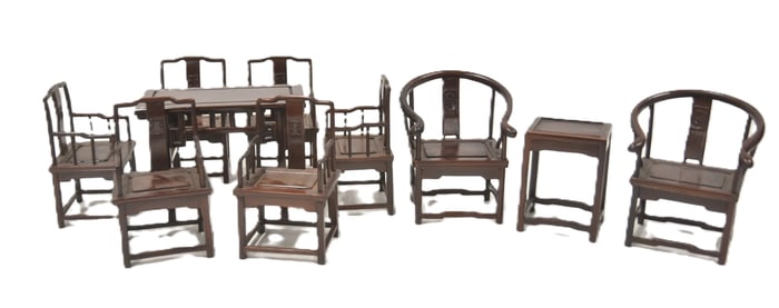 (10)pc CHINESE WOOD MINIATURE FURNITURE