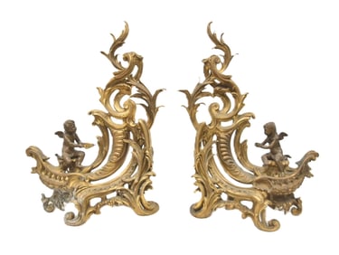 (Pr) FRENCH BRONZE FIGURAL CHENETS