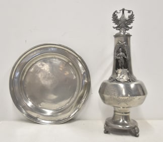 ANTIQUE 18th - 19thC GERMAN PEWTER TANKARD