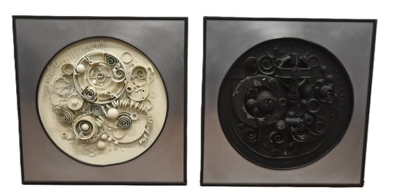 (2) DENIS BARRINGTON , MIXED MEDIA WALL SCULPTURES