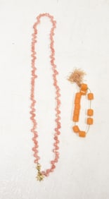 AMBER BEADS / ROSE QUARTZ BEADS