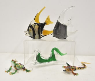(2) ART GLASS FISH / MURANO HORSE/DISNEY ARRIBAS