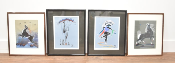 ADEE DODGE , (4) GOUACHE PAINTINGS