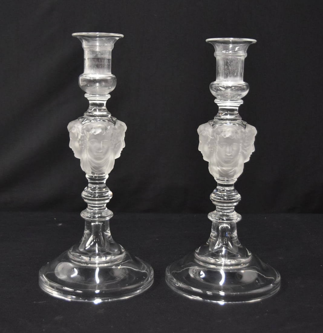 PAIR BACCARAT BACCHUS CANDLESTICKS: PAIR BACCARAT CRYSTAL LIMITED EDITION BACCHUS FIGURAL CANDLESTICKS ; ONE IS NUMBERED 151/ 250 ; OTHER IS 152 / 250 - 5 1/2" x 11 1/2"