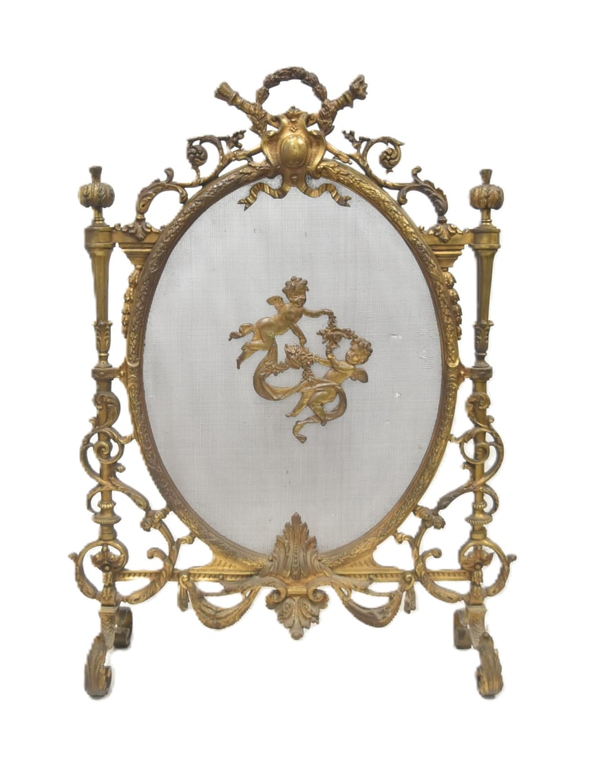 FRENCH LXV BRONZE & MESH FIRESCREEN (1 of 11)