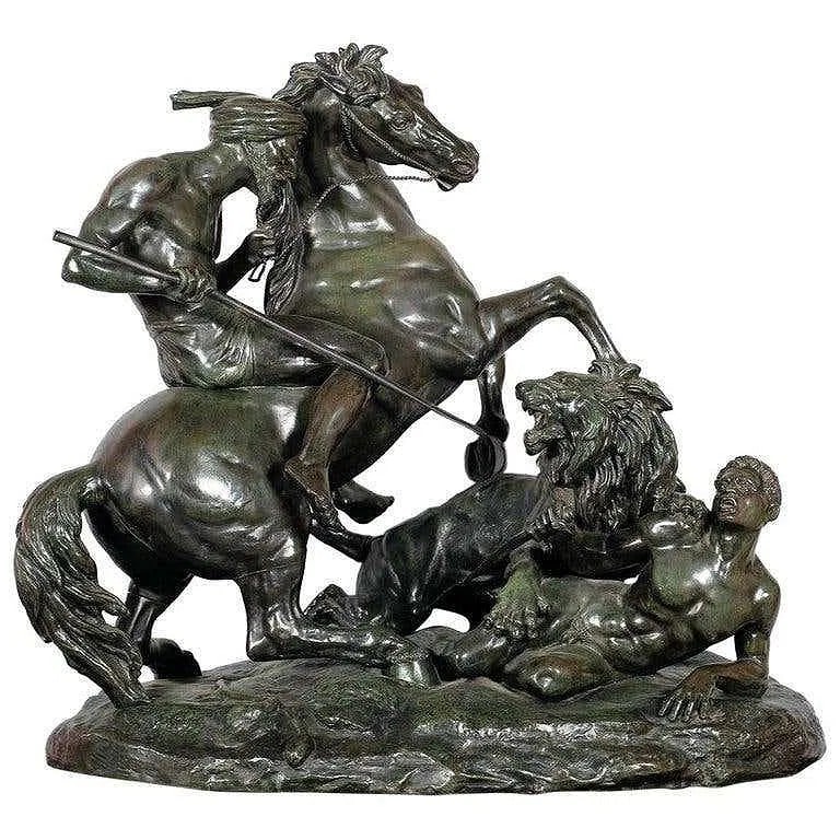 LARGE "THE LION HUNT" BRONZE SCULPTURE (1 of 9)