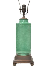 ANTIQUE CHINESE GREEN CRACKLE GLAZE VASE LAMP