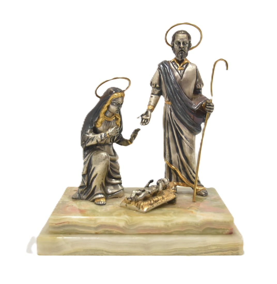 SILVER & GILT BRONZE NATIVITY SCULPTURE (1 of 14)