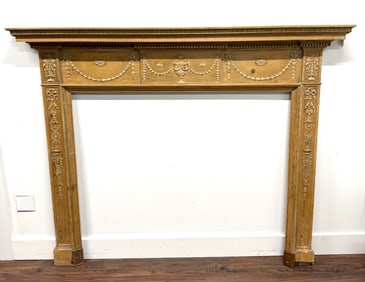 ANTIQUE GEORGIAN STYLE PINE FIREPLACE SURROUND