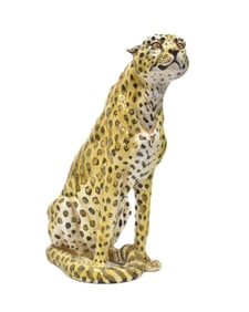 ITALIAN HAND PAINTED TERRACOTTA LEOPARD