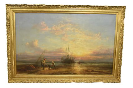 JAMES WEBB , LARGE OIL ON CANVAS SHIPS AT SEA