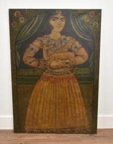 PERSIAN QAJAR SCHOOL , OIL ON CANVAS MAIDEN