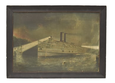 ALBERT F BISHOP , OIL ON CANVAS OF STEAMER SHIP