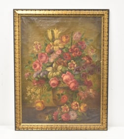 OIL ON CANVAS FLOWER STILL LIFE