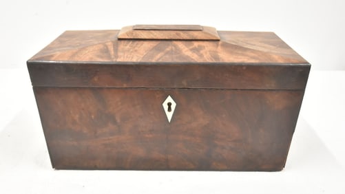 19thC ANTIQUE ROSEWOOD TEA CADDY