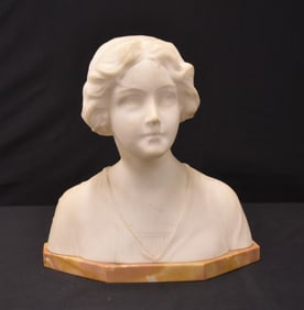 ANTIQUE MARBLE BUST OF YOUNG LADY
