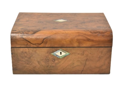 ANTIQUE BURLED WOOD LAPDESK