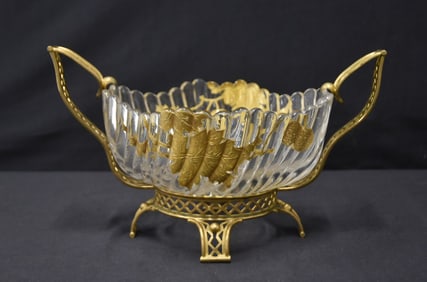 BACCARAT BRONZE MOUNTED BASKET CENTERPIECE