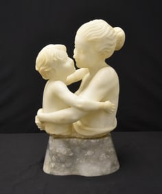 ALABASTER SCULPTURE OF MOTHER & CHILD