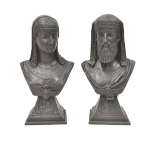 AFTER GUILLOT , PATINATED SPELTER KING & QUEEN