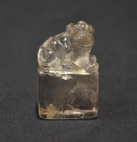 CHINESE ROCK CRYSTAL FOO DOG SEAL